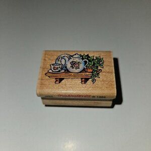 VTG Tea Shelf Rubber Stamp 1994 Stampendous J082 Fun Stamps NEVER USED